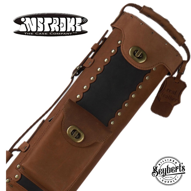 Instroke Buffalo Leather Brown/Black 3×5 Pool Cue Case – BC3X5BRBK