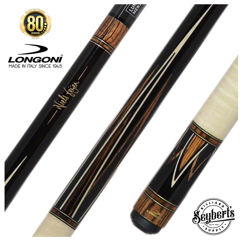 Longoni Niels Feijen Curly Flame Pool Cue with Luna Nera American Pure Graphite Shaft – LG24741