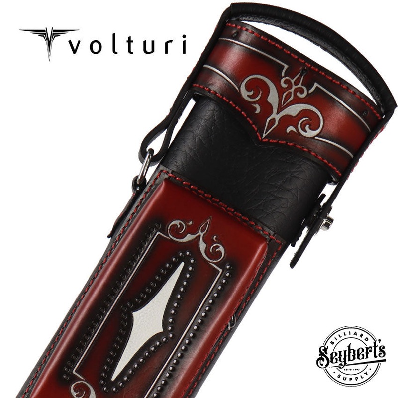 Volturi Custom Brogue Red 4×8 Hard Pool Cue Case – VCBS4X8REDBLK