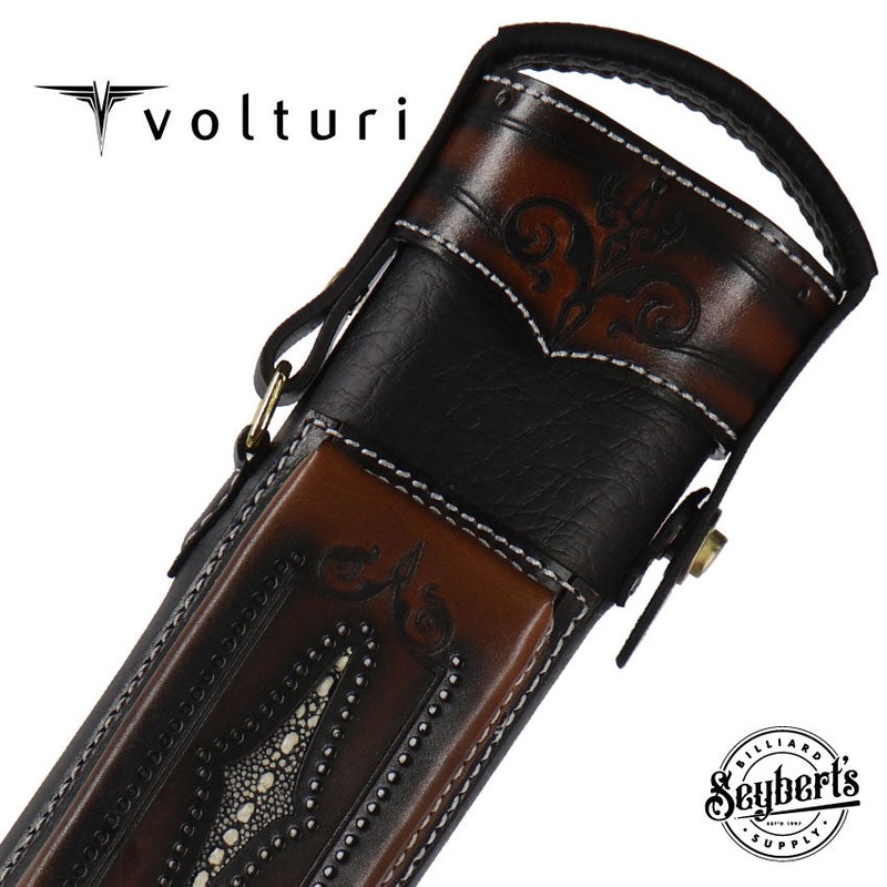 Volturi Custom Brogue Tan 4×8 Hard Pool Cue Case – VCBS4X8TANBLK