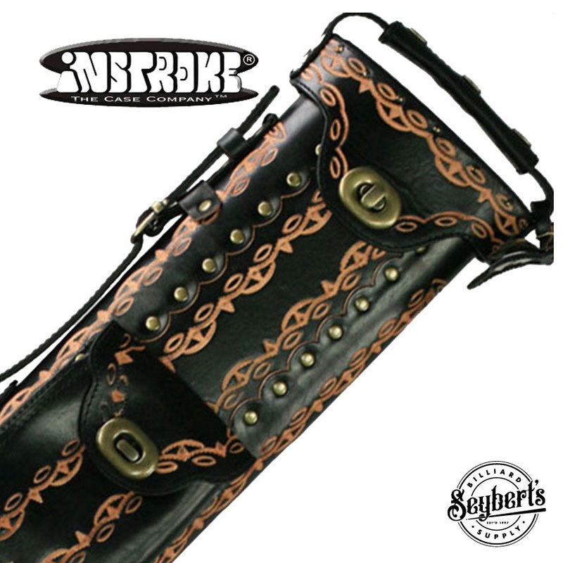 Instroke D01 Black Hand Tooled 3×5 Pool Cue Case – 35D01BKH