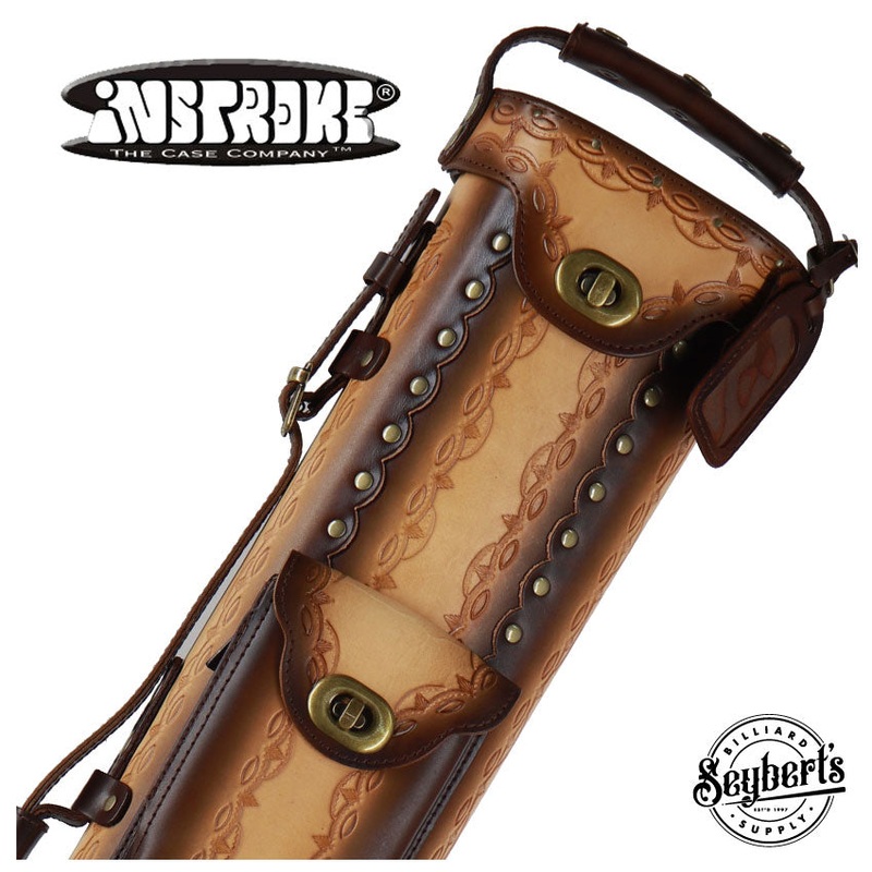 Instroke Saddle D01 Dark Brown Air Brushed 2×4 Pool Cue Case – 24D01DB