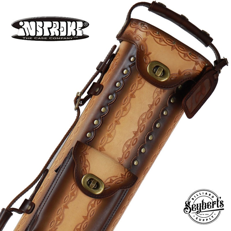 Instroke Saddle D01 Dark Brown Air Brushed 3×7 Pool Cue Case – 37D01DB