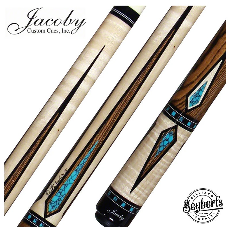 Jacoby Curly Maple Turquoise Point Cue – HB7