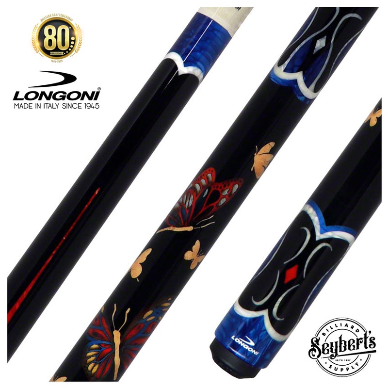 Longoni Stecca Papilo Lux Arcobaleno Pool Cue with S2 American Wood Shaft – LG24545