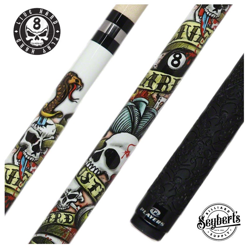 Players Live Hard Play Hard Tattoo Graphic Pool Cue – DLH