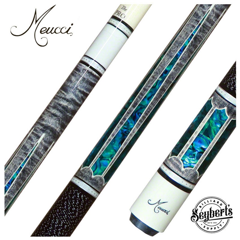 Meucci 2020 Gray – Blue Pearl – Black/White Wrap Pool Cue with Pro Shaft – 2020GYBLBKWHP