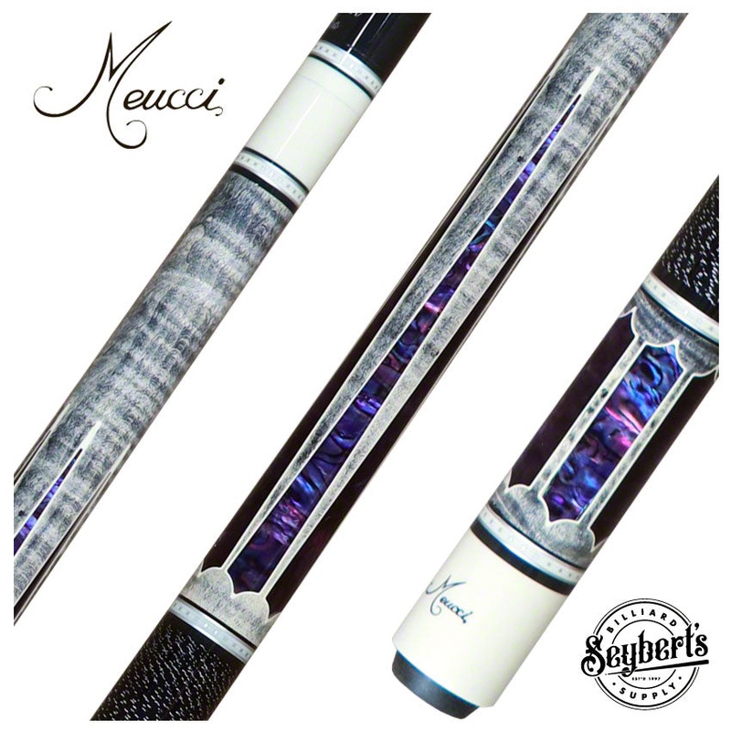 Meucci 2020 Gray – Purple Pearl – Black/White Wrap Pool Cue with Carbon Shaft – 2020GYPUBKWHC