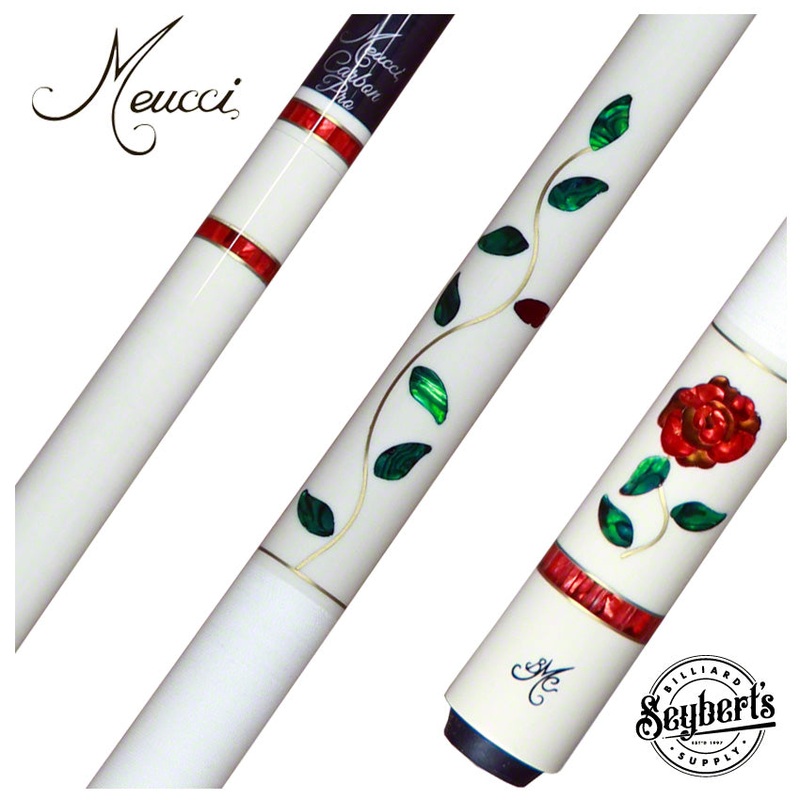 Meucci BMC White Glass Rose Pool Cue with Carbon Shaft – BMCGRWHC