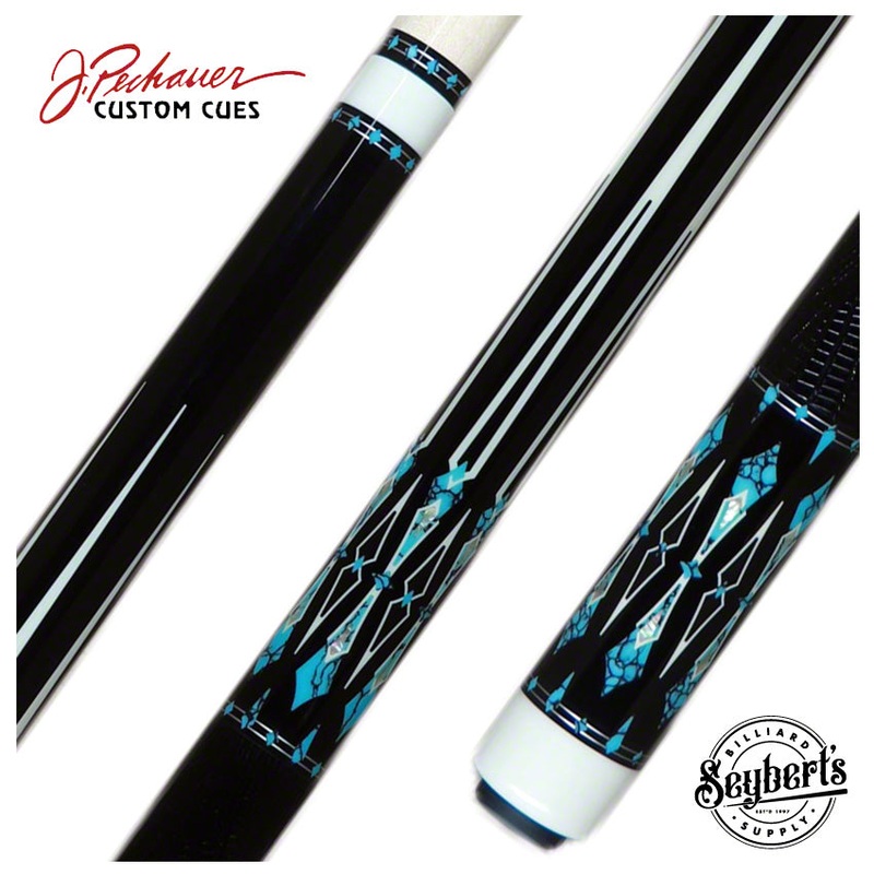 Pechauer Limited Edition Ebony with Abalone/Ebony/Turquoise Points Pool Cue – PL30