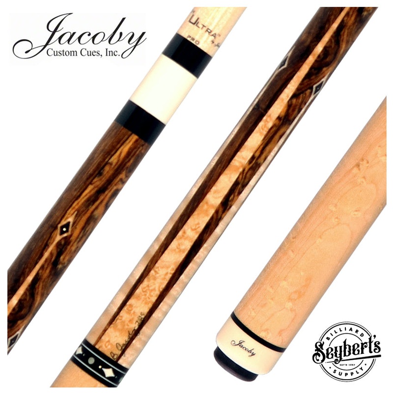 Jacoby Custom Heritage Collection Bocote and Birdseye Maple No Wrap Pool Cue with Ultra Pro Shaft