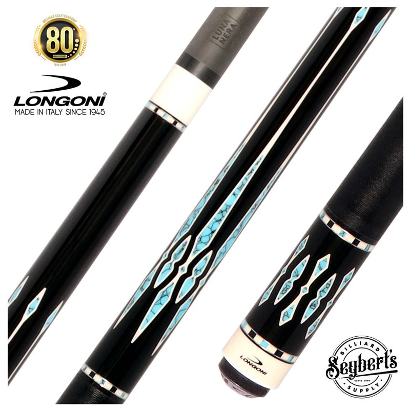 Longoni Black Mamba II Pool Cue with Luna Nera Shaft and Black Linen Wrap