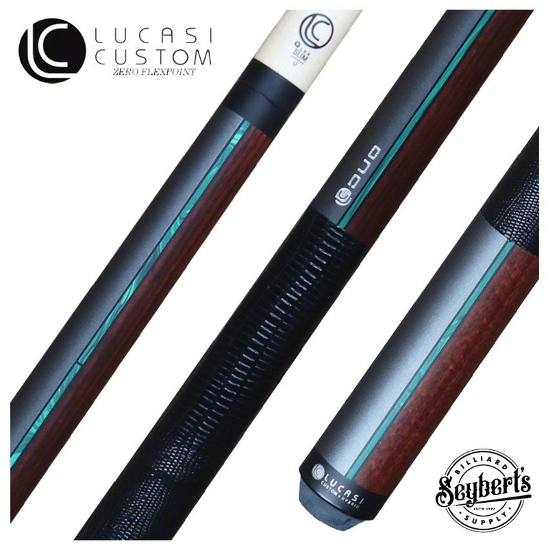 Lucasi Duo Matte Gunmetal/Zebrawood with Malachite Inlays and Embossed Lizard Wrap Pool Cue – LZDU12