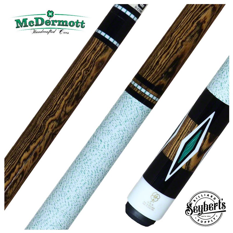 McDermott H Series Bocote Forearm with Malachite/Black/White Urethane Diamond Inlays Pool Cue – H853