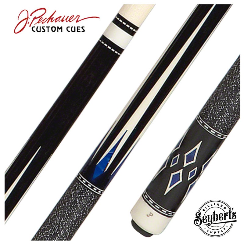 Pechauer JP Series Ebony Stained Maple with Sim. Ivory and Blue Pearl Points Pool Cue – JP21S