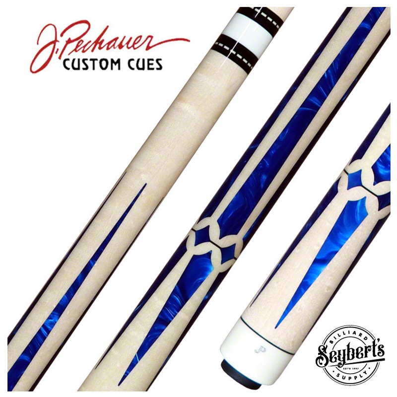 Pechauer JP Series Natural Stained Maple with Blue Pearl inlays and Natural Maple Wrapless Pool Cue – JP15S