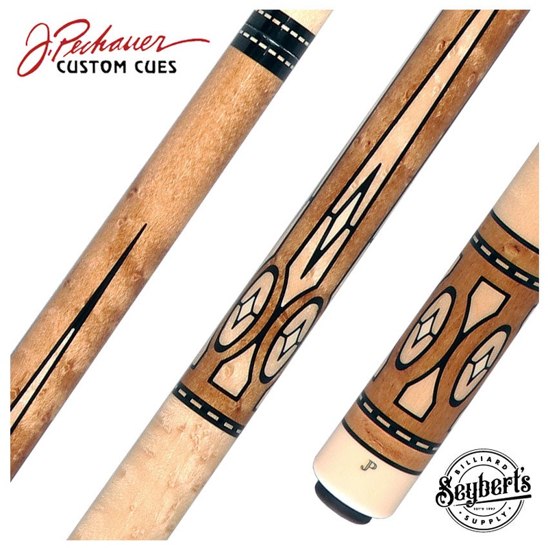 Pechauer JP T Series Natural-Stained Maple with Sim. Ebony Framed Maple and Sim. Ivory Inlays No Wrap Pool Cue