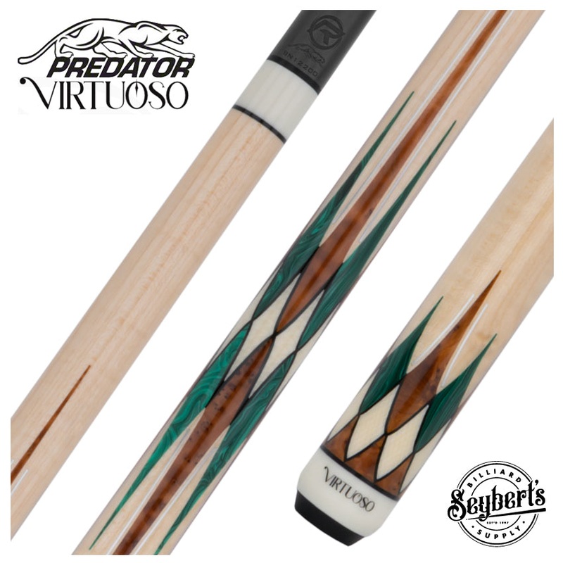 Predator Virtuoso Series Curly Maple with 8 Malachite and Thuya Points No Wrap Pool Cue – Uni-Loc