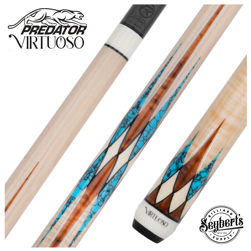 Predator Virtuoso Series Curly Maple with 8 Turquoise and Thuya Points No Wrap Pool Cue – Uni-Loc