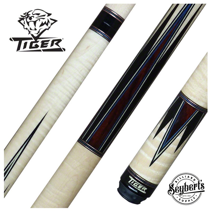 Tiger High Performance Series Cue – Curly Handle W/ Blue Veneers – HD-4B