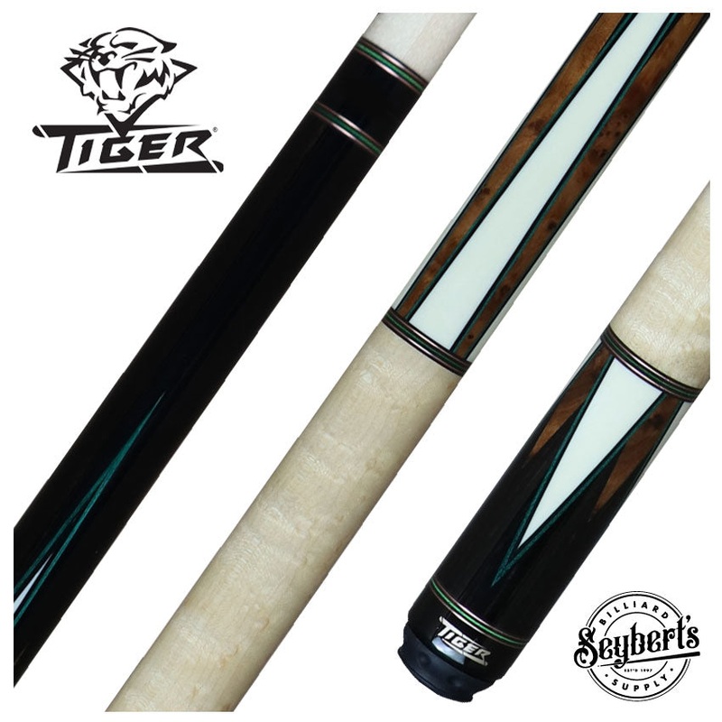 Tiger High Performance Series Cue – Curly Handle W/ Green Veneers – HD-5G