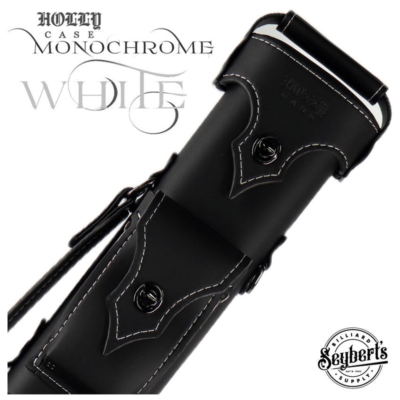 Holly Monochrome Stitched White Pool Cue Case – HSMW
