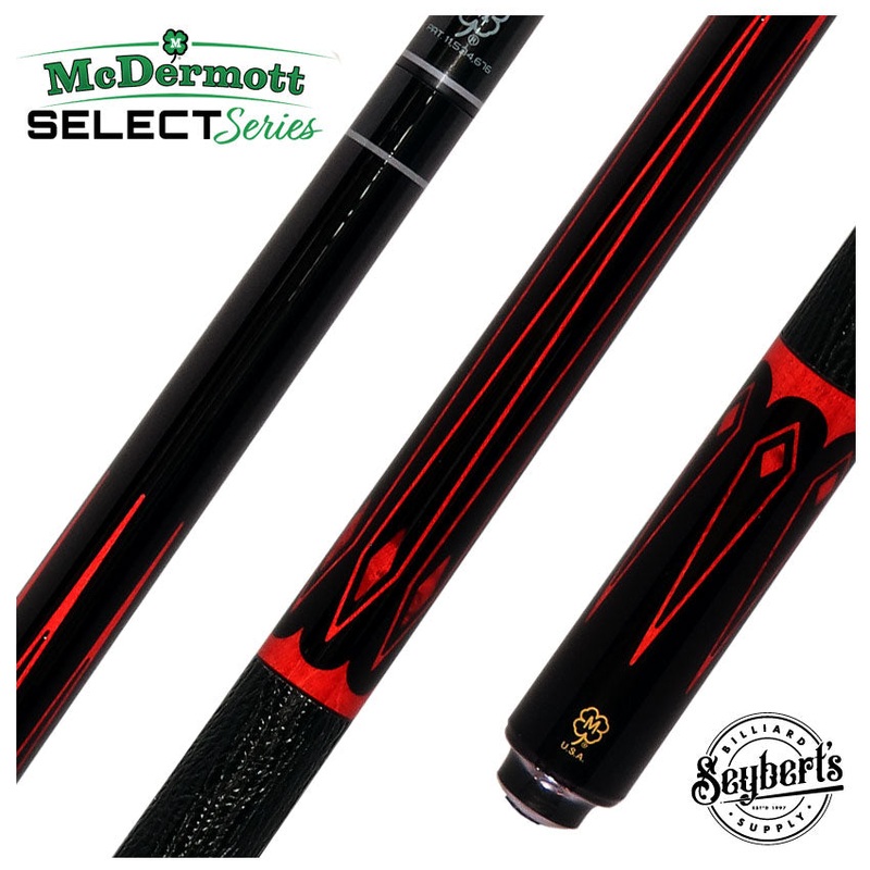 McDermott Select Series Black Urethane with Colorado Red Stained Maple Points Pool Cue and Defy Carbon Fiber Shaft