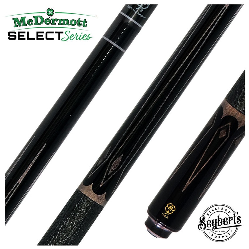 McDermott Select Series Black Urethane with Light Gray-Stained Maple Points Pool Cue and Defy Carbon Fiber Shaft