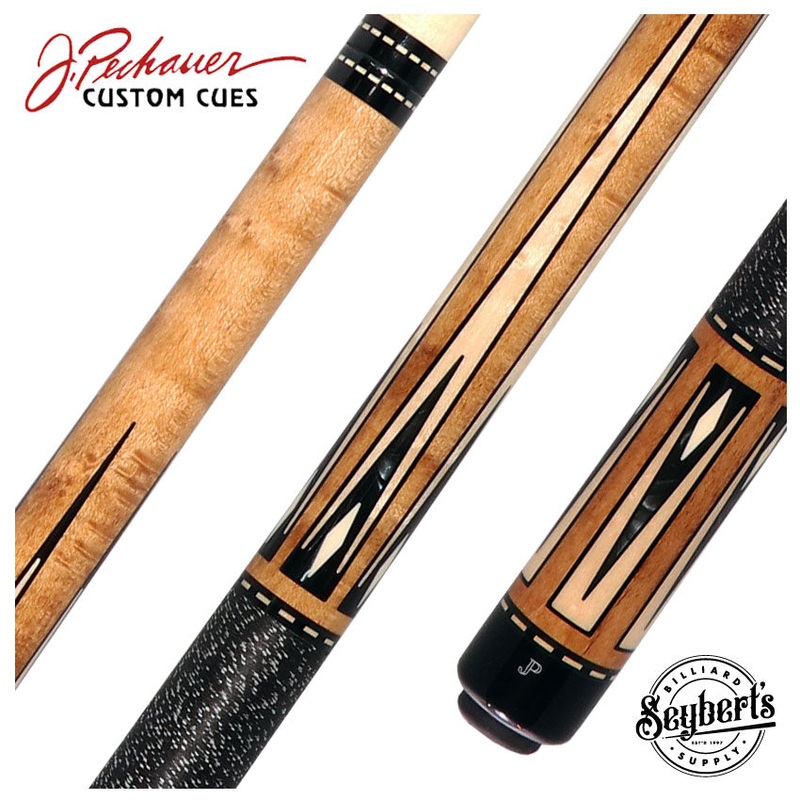Pechauer JP T Series Natural-Stained Maple with Black Pearl and Maple Points Pool Cue with Irish Linen Wrap