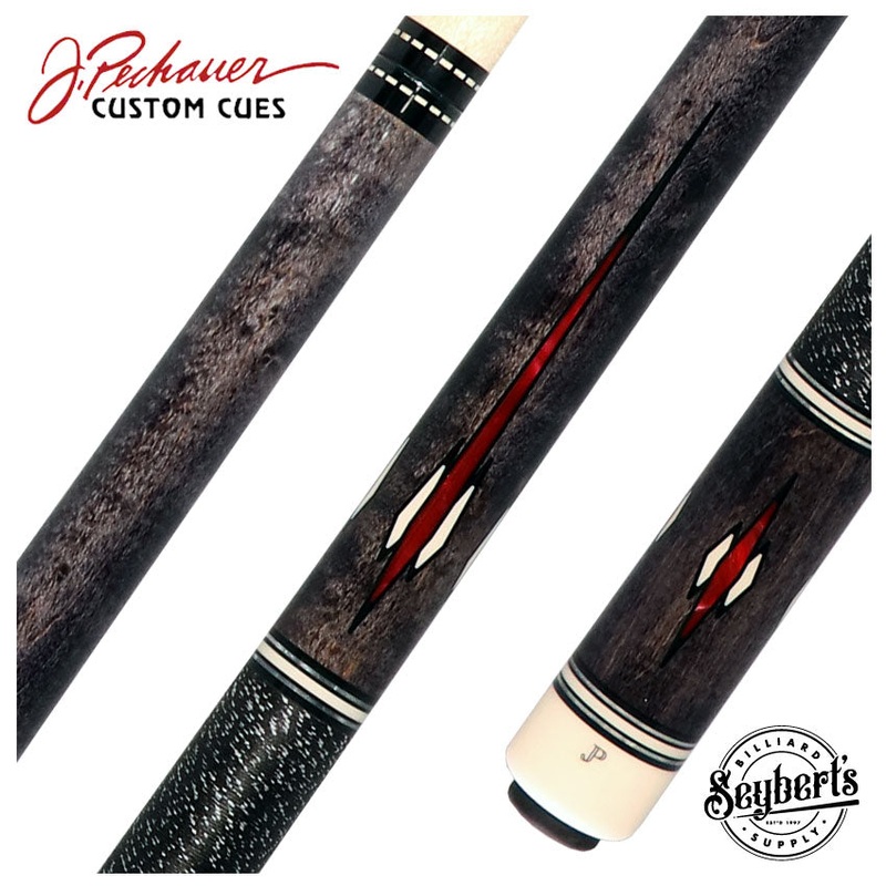 Pechauer JP T Series Smoke-Stained Maple with Red and Sim. Ivory Inlays Pool Cue with Irish Linen Wrap
