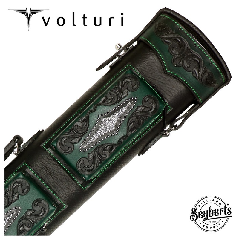 Volturi Custom Venice Style Black/Green 3×6 Hard Pool Cue Case