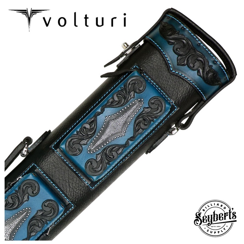 Volturi Custom Venice Style Black/Turquoise 3×6 Hard Pool Cue Case