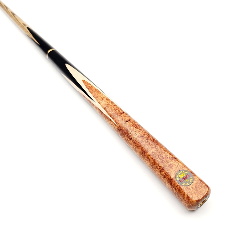 Asia Cues Ultimate No.1107 – 3/4 Jointed Snooker Cue 9.8mm Tip, 18.4oz, 58″