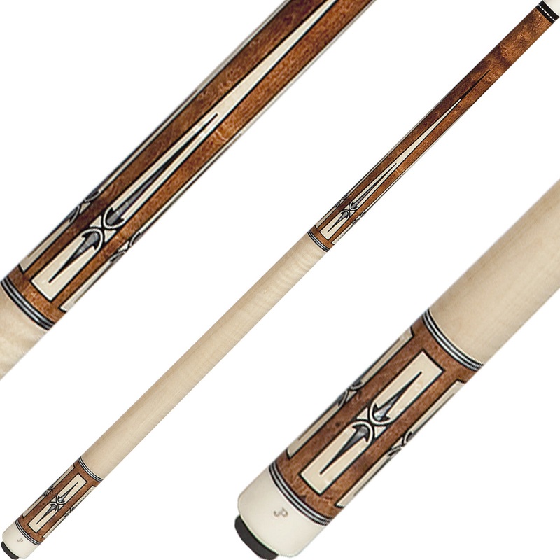 J Pechauer JP20S Cue – Chestnut Stain with Ebony Framed Maple and Pearl Points