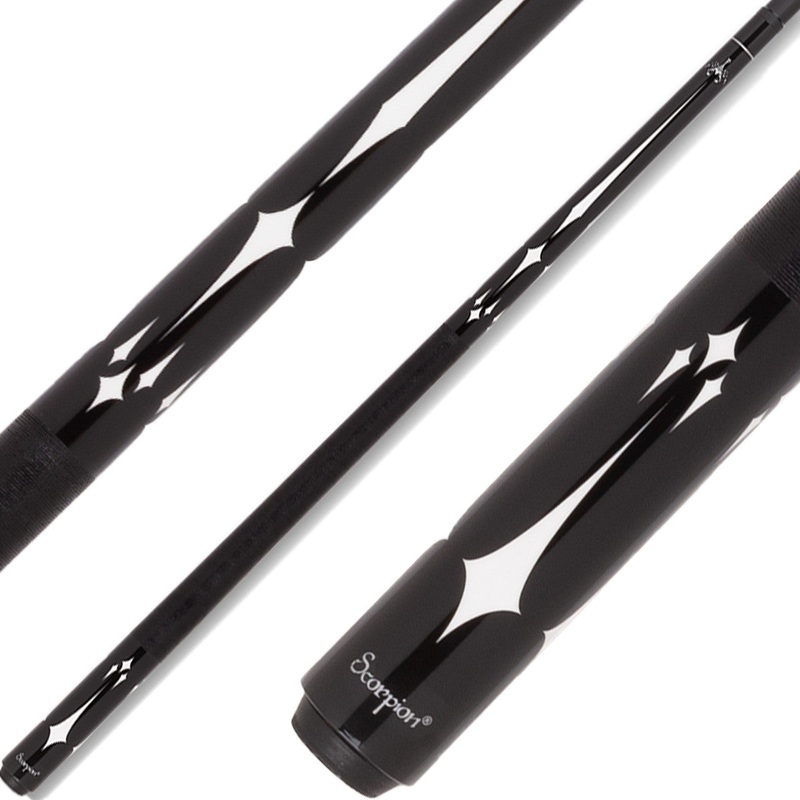 Scorpion SW11 Pool Cue – Black with Floating Diamonds
