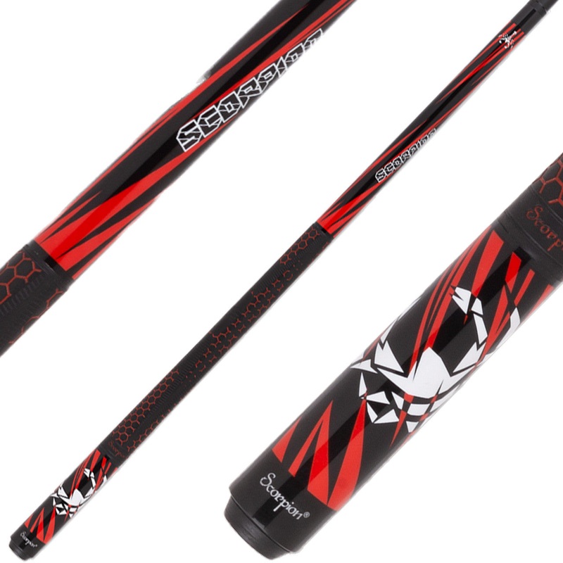 Scorpion SW32 Pool Cue – Black with Red Slanted Points