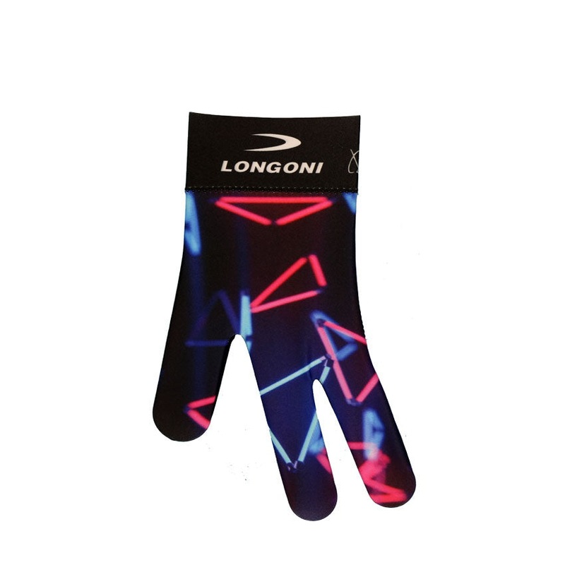 Longoni Left Hand Billiard Glove – Blue/Pink Neon Triangles