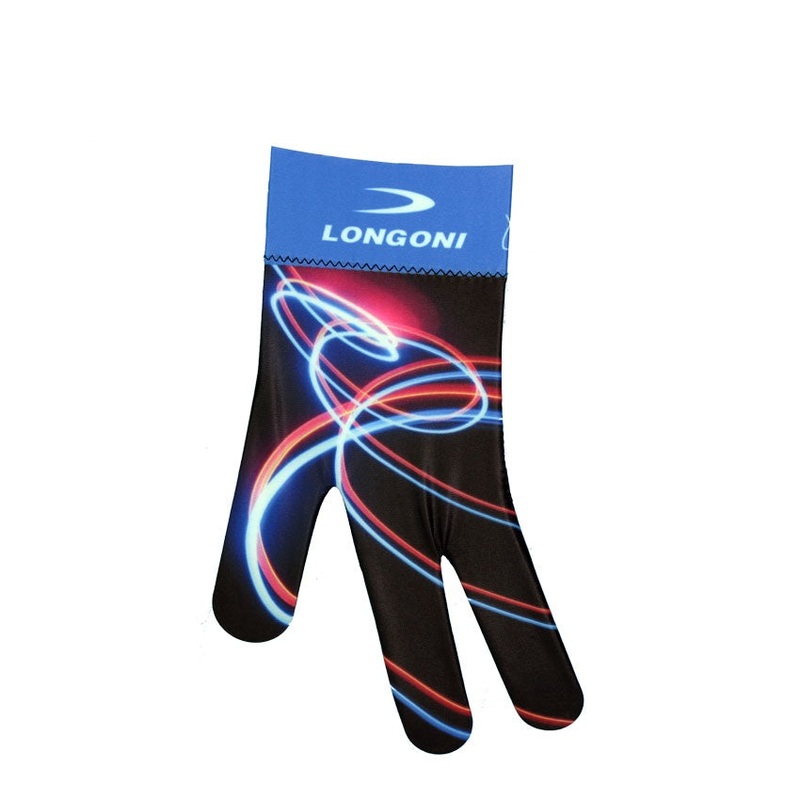Longoni Left Hand Billiard Glove – Blue/Red Neon Swirls