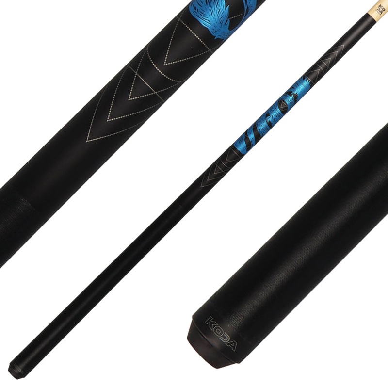 KODA KDV15BL No Wrap Pool Cue – Blue Dragon Graphic