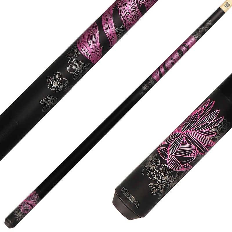 KODA KDV15PK No Wrap Pool Cue – Pink Dragon Graphic