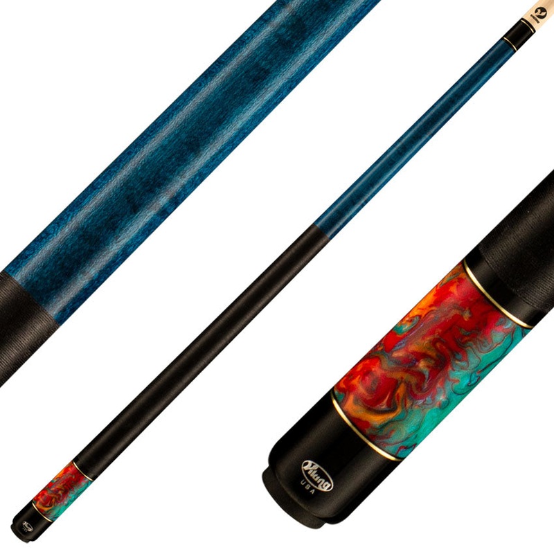 Viking BE0108 Bedlam Series Play Cue – Teal-Stained Maple with Aqua Fire Pearl