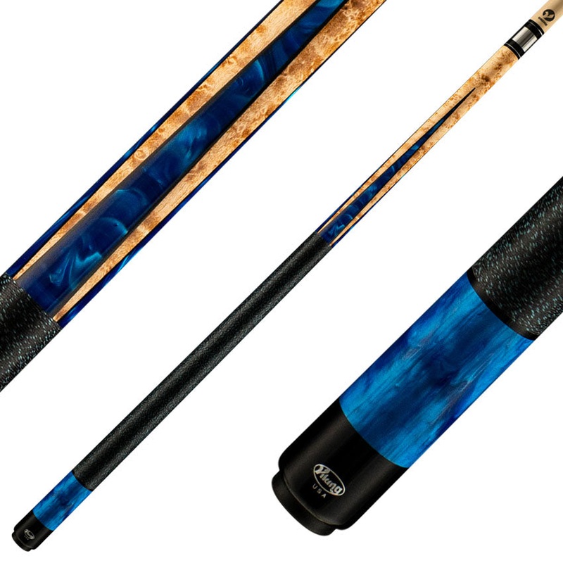 Viking HL0304 Helix Series Play Cue – Khaki Stained Bridseye Maple with Black and Blue Premium Pearl