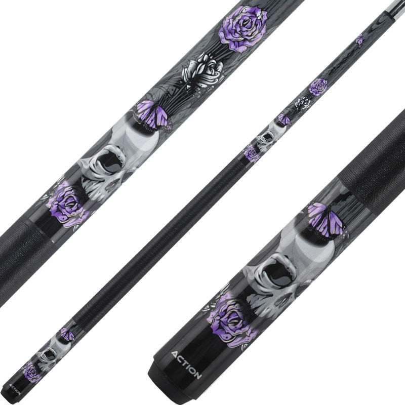 Eight Ball Mafia EBM14 Play Cue – Skull with Purple Rose