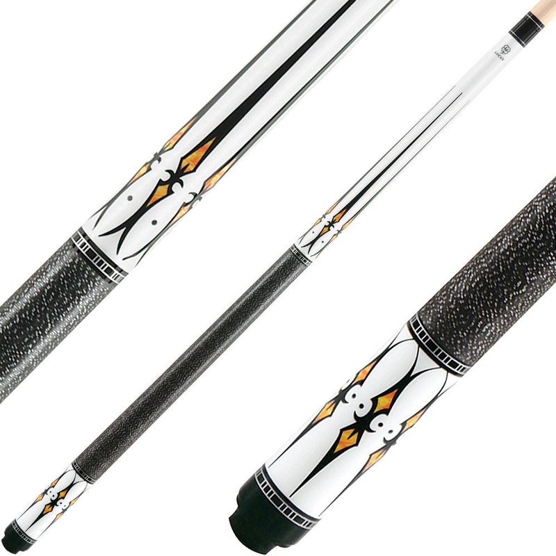 Lucky L40 Pool Cue – White with Natural and Black Points