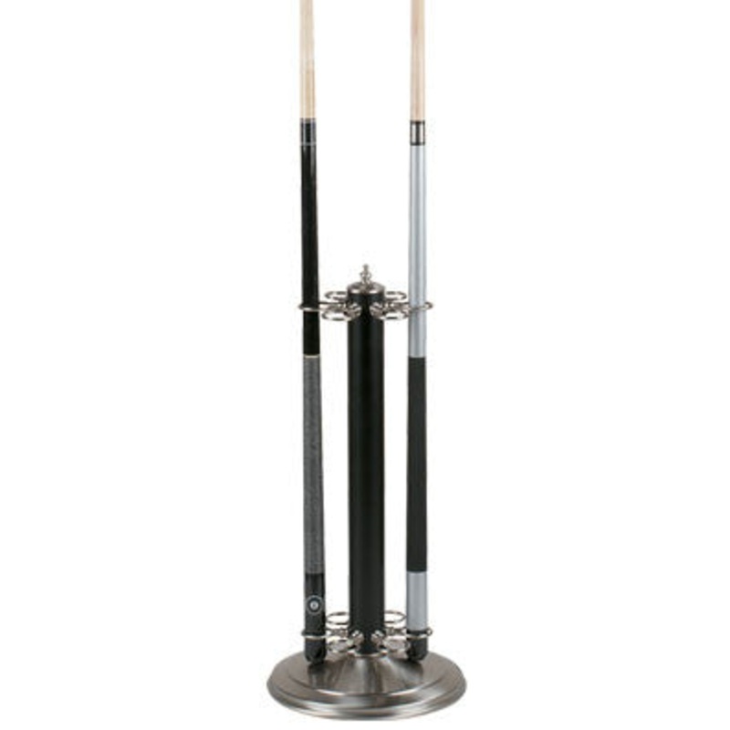 Metal Pool Cue Floor Rack Black And Stainless Steel