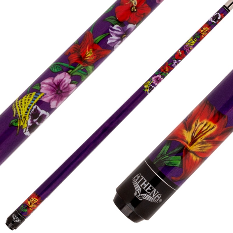 Athena ATH65 Cue – Dark Purple with Lilly Flower Print