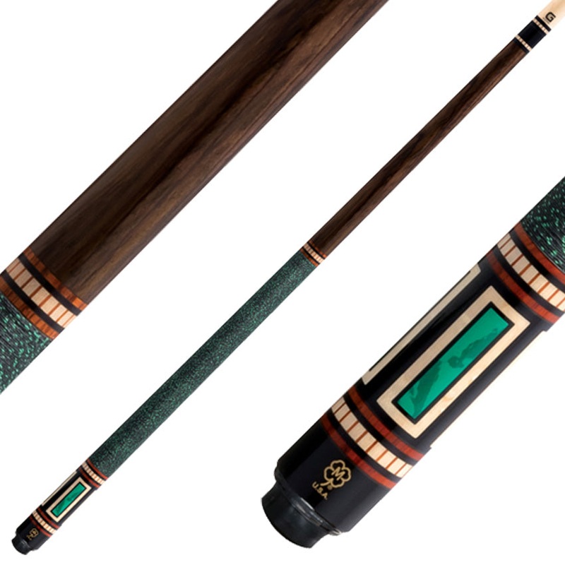 McDermott G612 G Series Pool Cue – Rosewood with 4 Green Lizard Window Inlays and Irish Linen Wrap