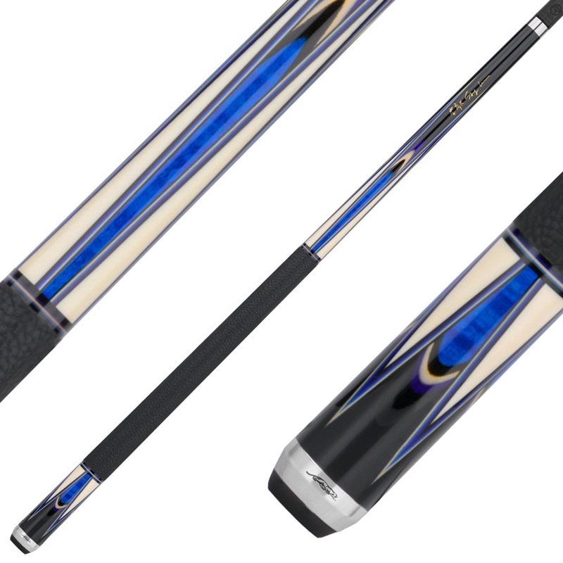 Predator Sang Lee 2-3 Black with Blue / Maple / Ebon / Purple / Ivorine Butterfly Points Limited Edition Pool Cue – Radial with Luxe Leather Wrap