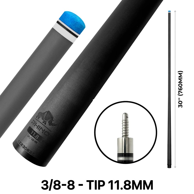 Rhino – 30″ – 3/8 x 8 Carbon Pool Cue Single Shaft – 11.8mm