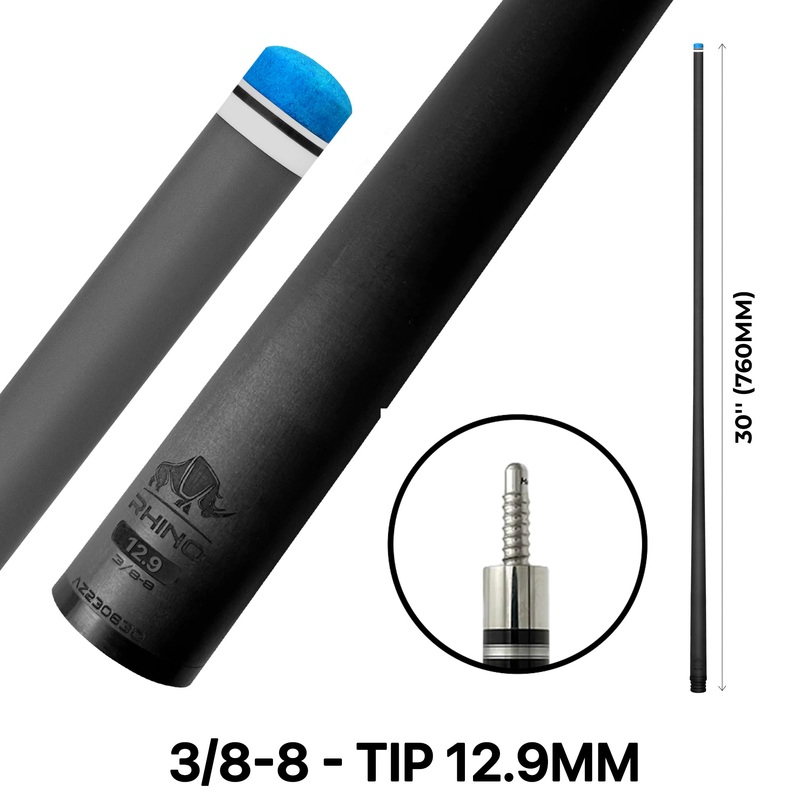 Rhino – 30″ – 3/8 x 8 Carbon Pool Cue Single Shaft – 12.9mm